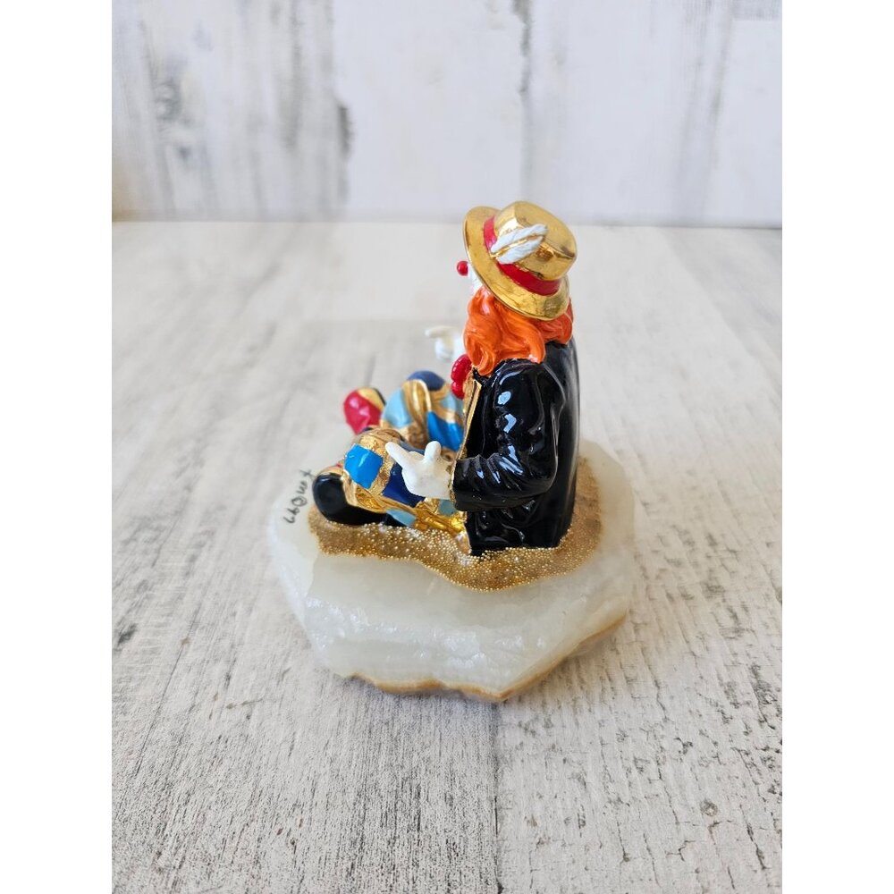Ron Lee sitting clown girl meditation circus vintage‎ 1997 Gold figurine statue
